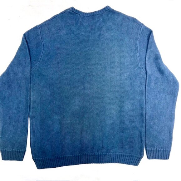 New-Vintage  Chaps Sweater Mens Cotton Knit Pullover Crew Neck Blue Logo  L (30) - Picture 3 of 7